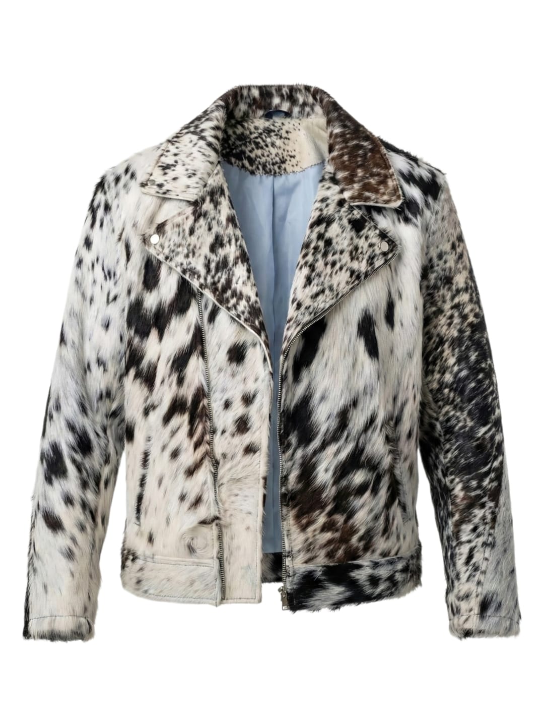 Premium Cowhide Moto Jacket (Black & White)