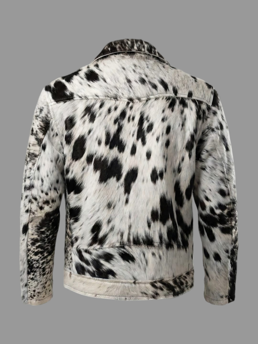 Premium Cowhide Moto Jacket (Black & White)