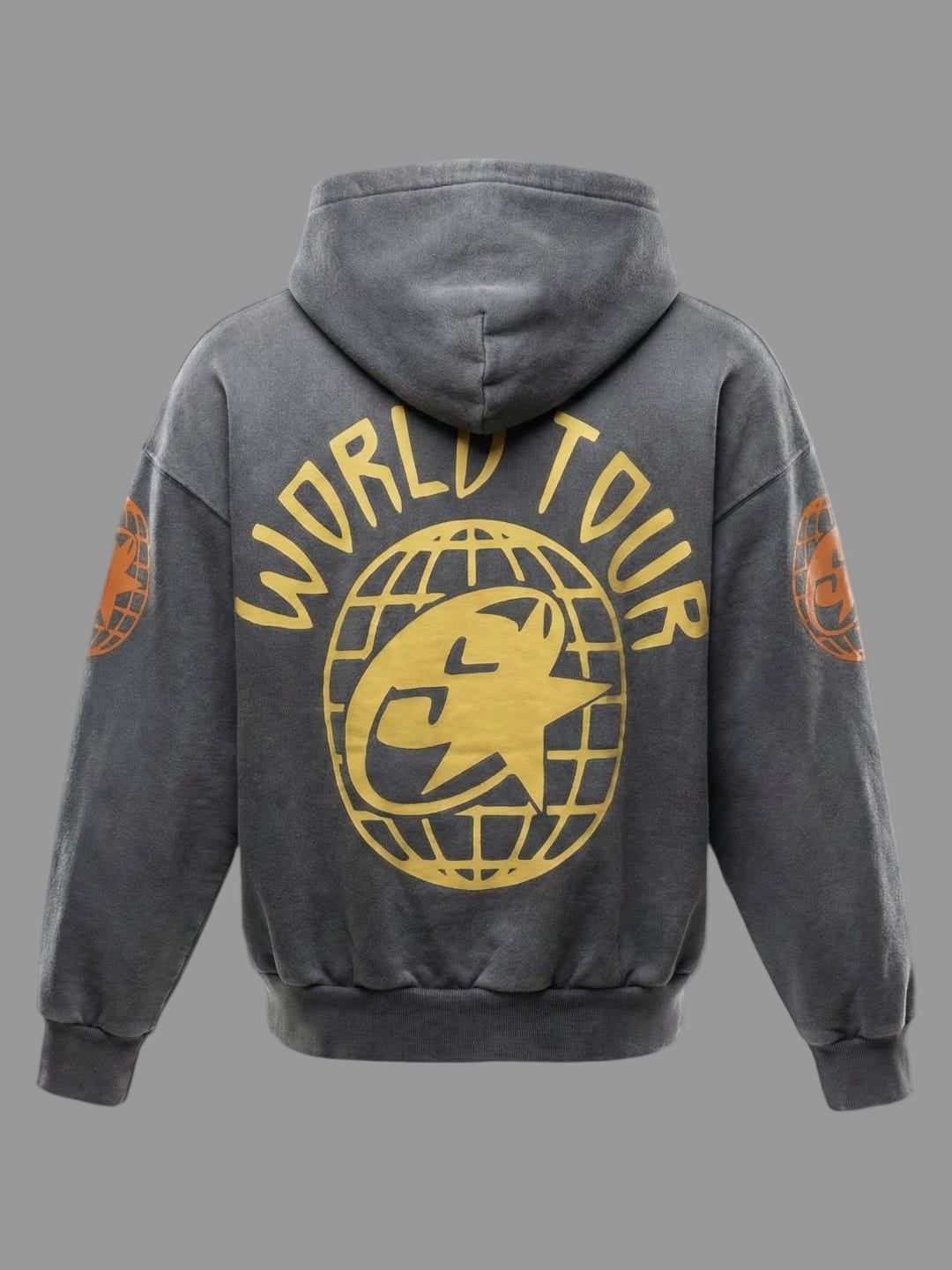World Tour Vultures Hoodie (Charcoal Acid Wash + Gold)