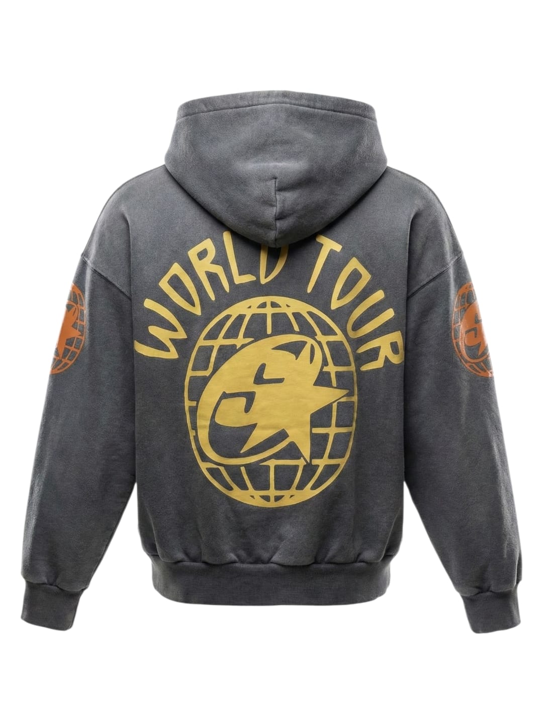 World Tour Vultures Hoodie (Charcoal Acid Wash + Gold)