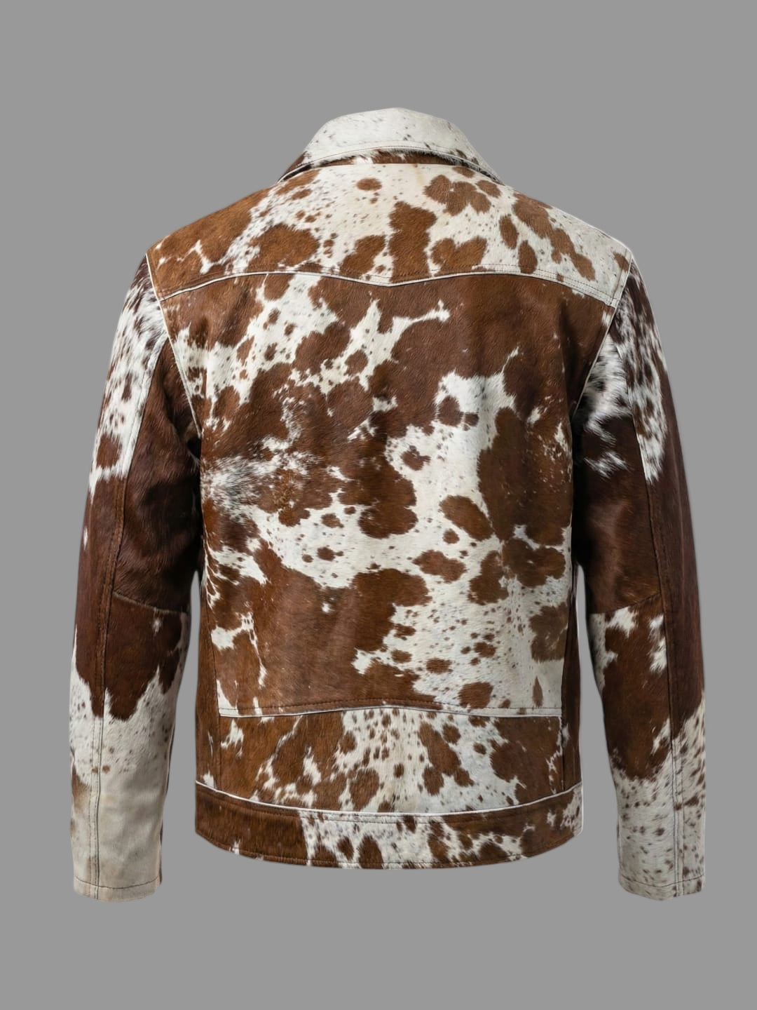 Premium Cowhide Moto Jacket (Brown & White)