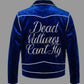 Blue “Dead Vultures Can’t Fly” Pearl Velvet Moto Jacket