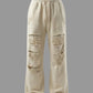 Distressed Relaxed Sweatpants (Cream)