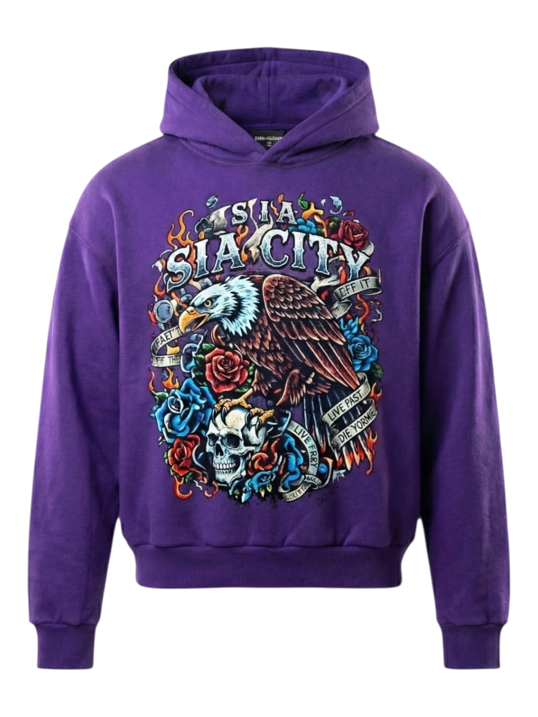 SIA CITY Eagle Vintage Graphic Hoodie (Royal Purple)