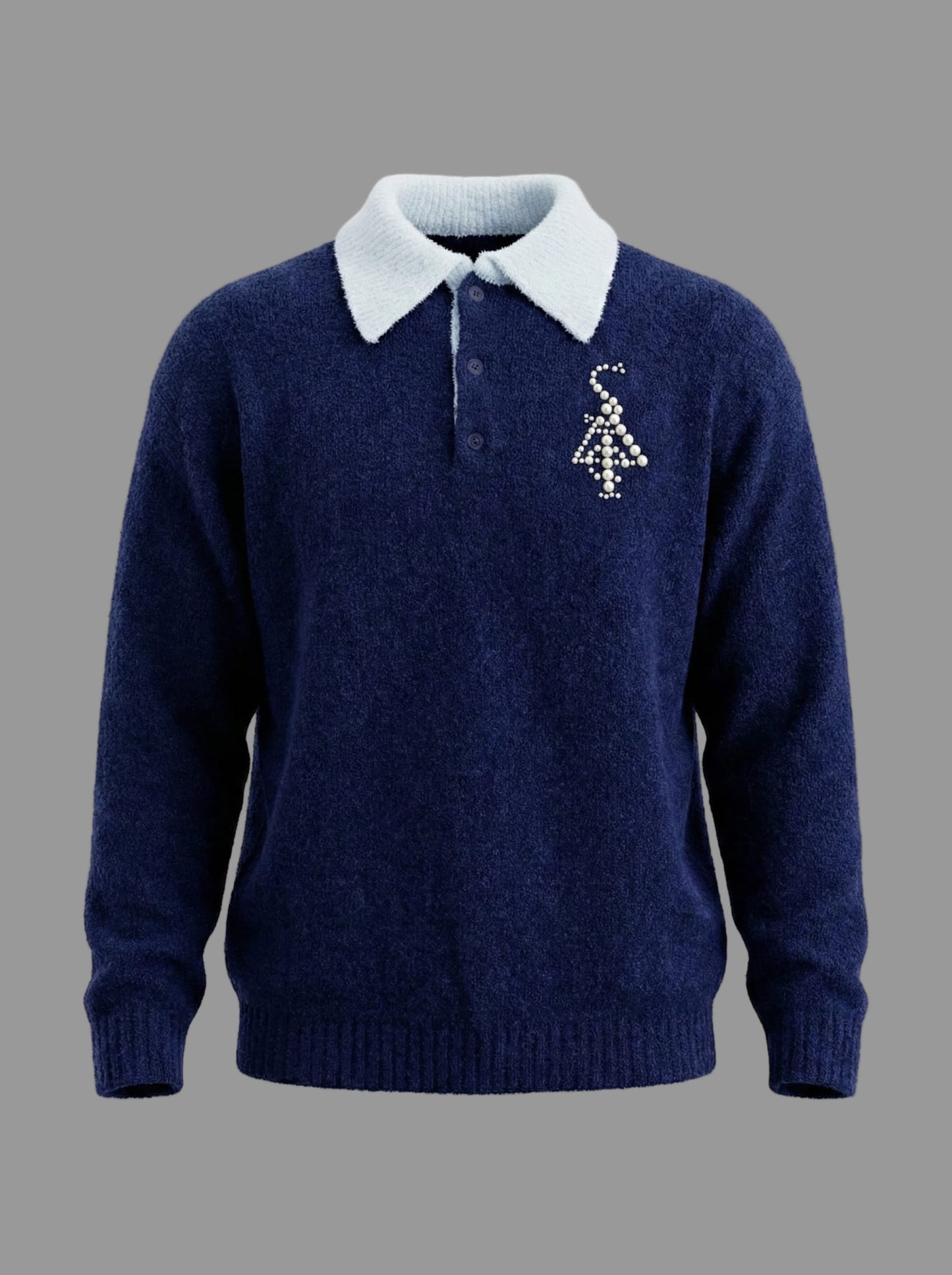 Navy Pearl Script Sweater
