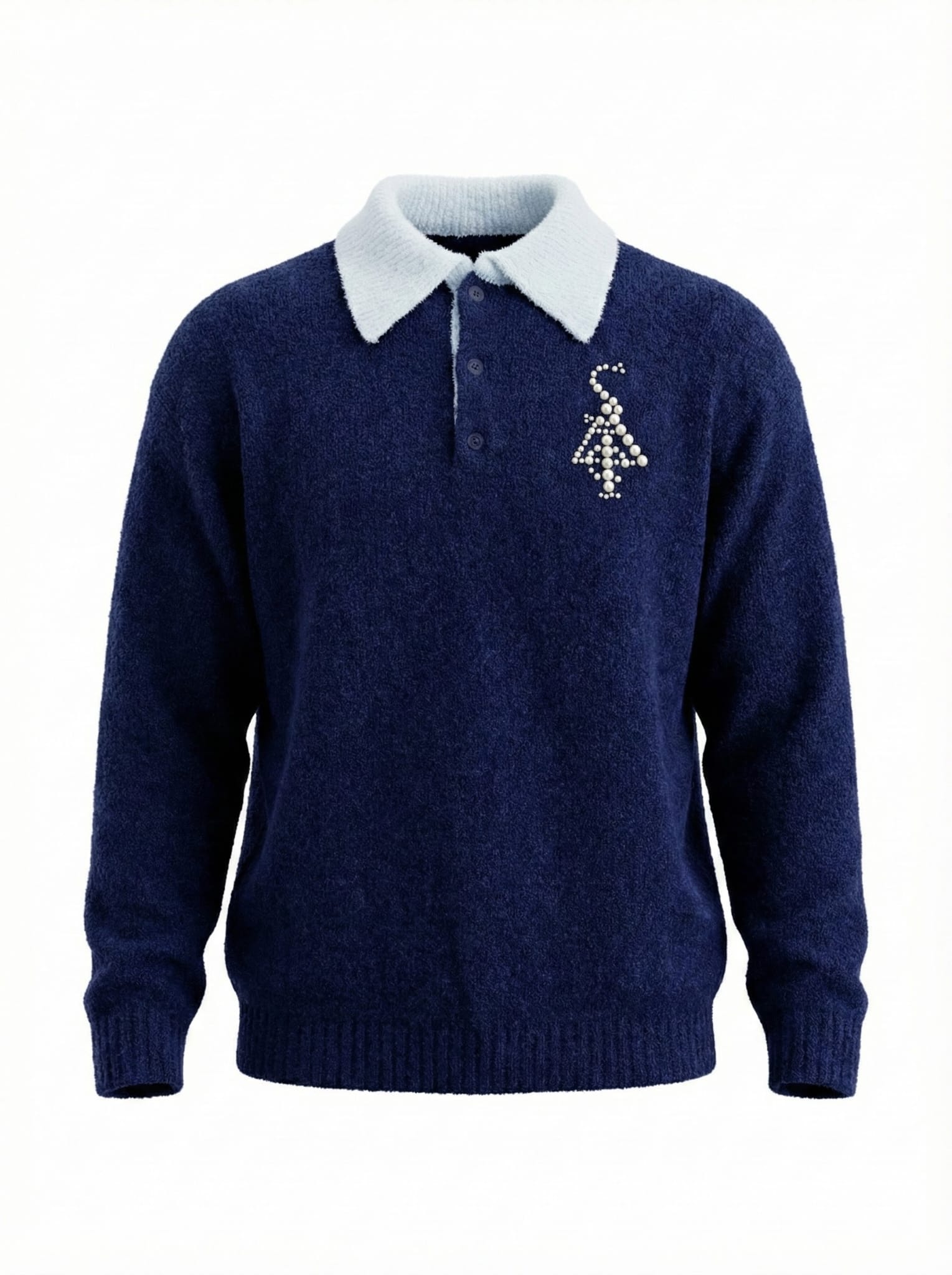 Navy Pearl Script Sweater