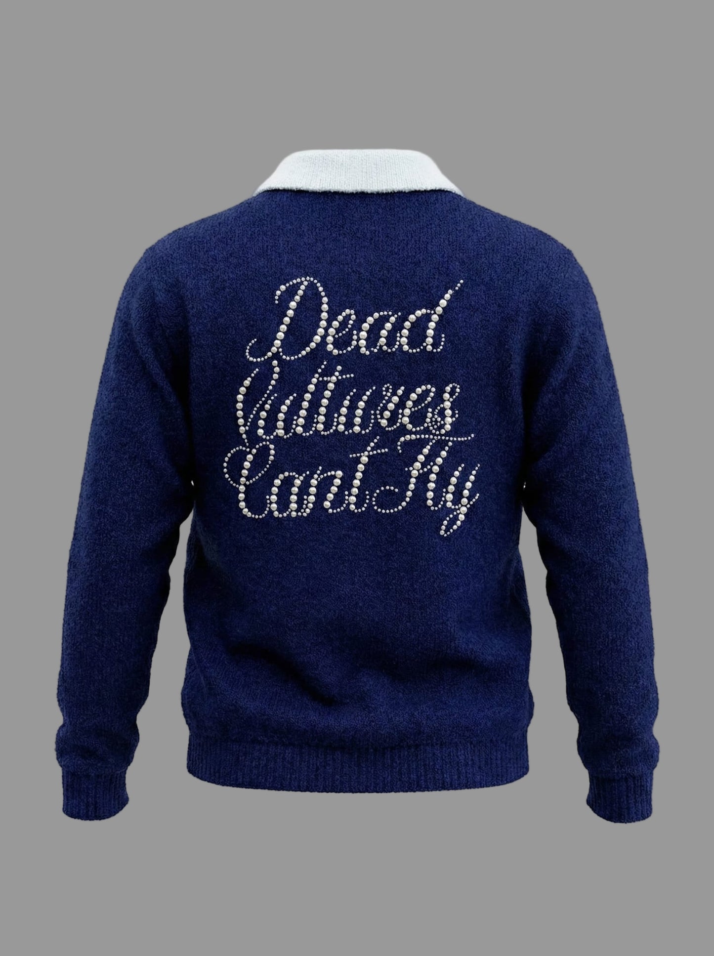 Navy Pearl Script Sweater