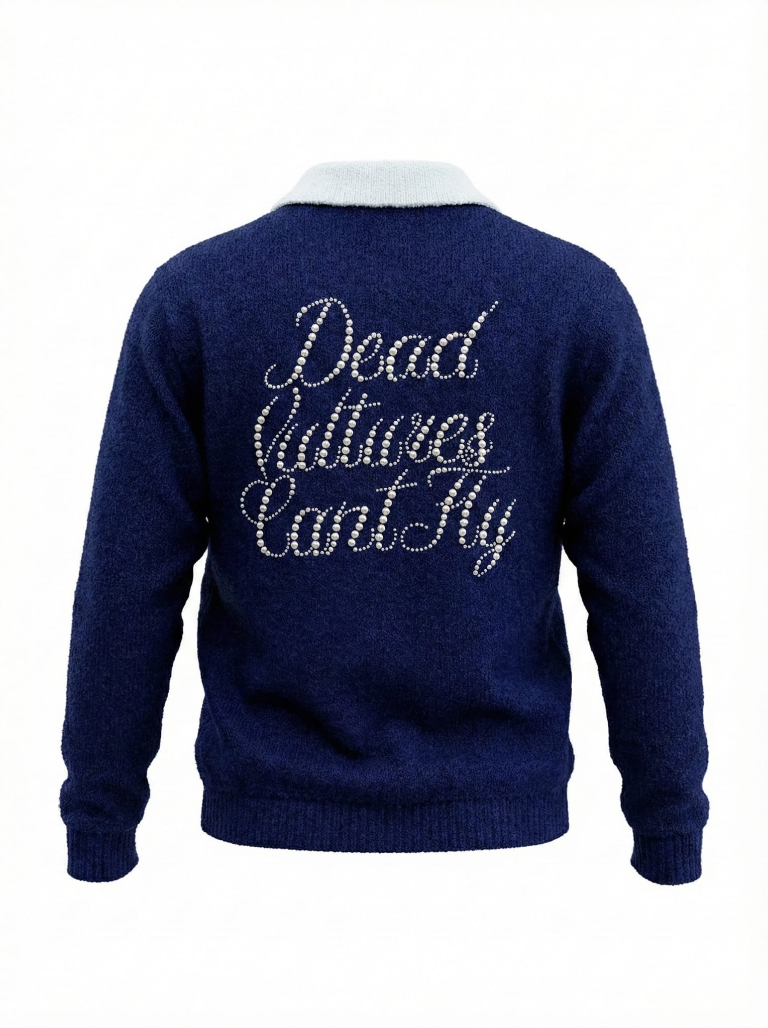 Navy Pearl Script Sweater