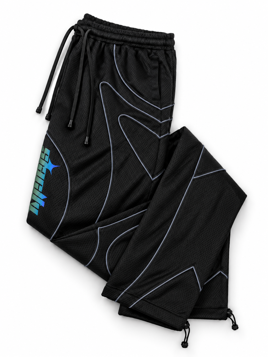 Y2K DOUBLE MESH TRACK PANTS (BLACK)