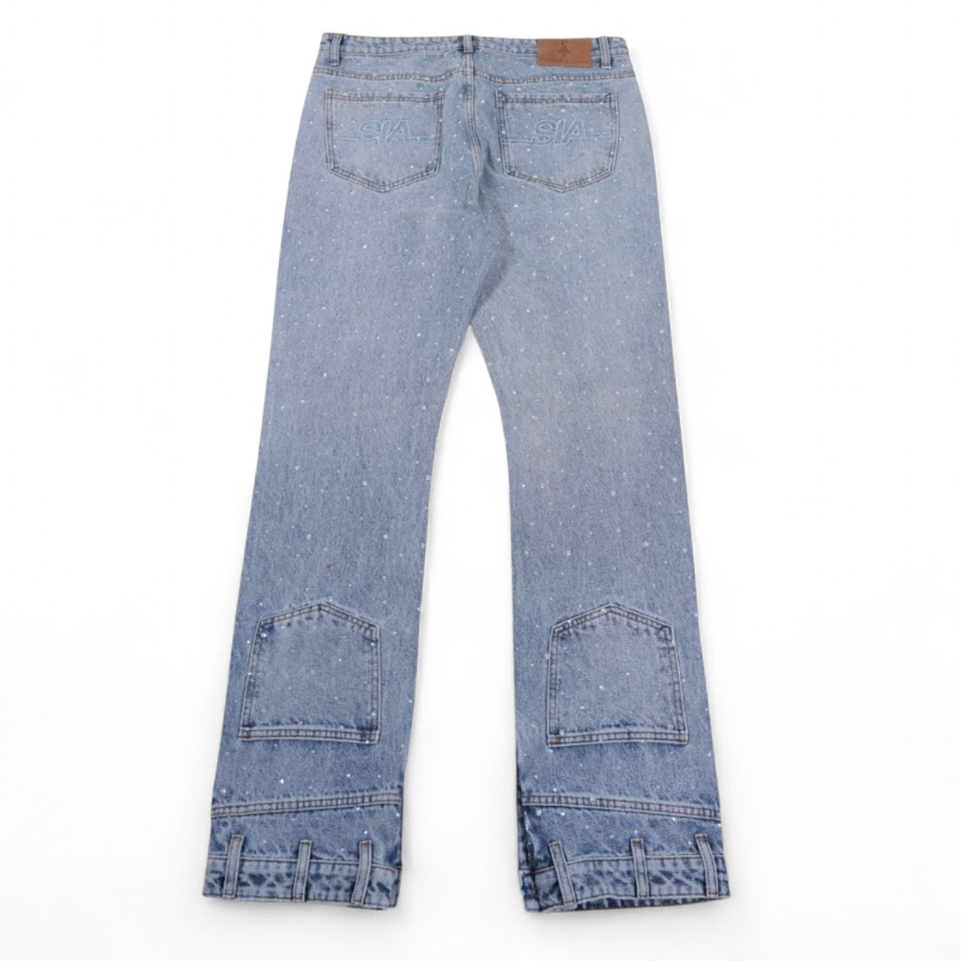 SIA "LT BLUE" RHINESTONE UPSIDE JEANS