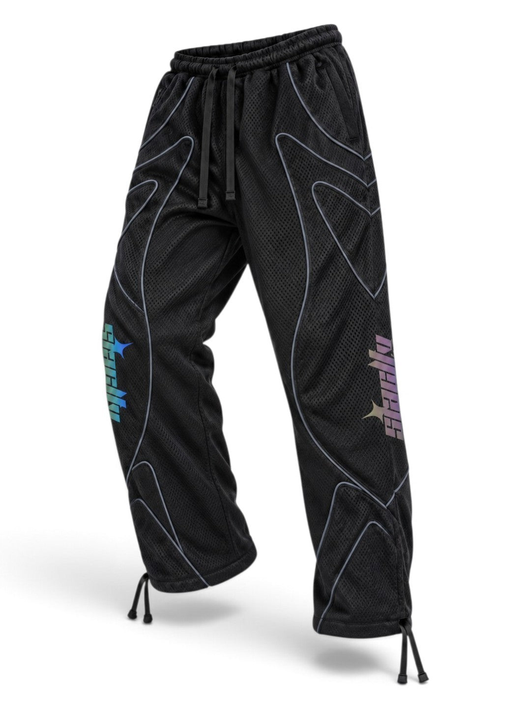 Y2K DOUBLE MESH TRACK PANTS (BLACK)