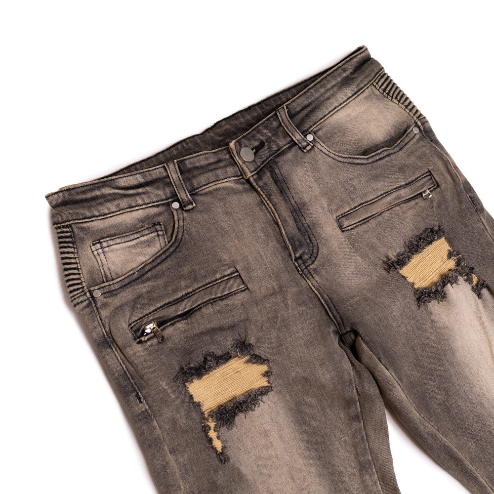 
                  
                    Load image into Gallery viewer, SIA &amp;quot;FADED BLACK&amp;quot; DOUBLE ANKLE ZIPPER JEANS
                  
                