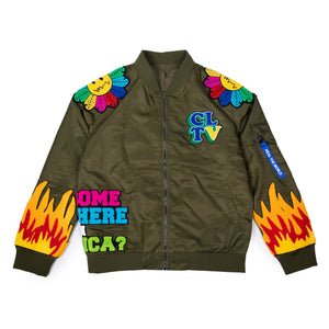 
                  
                    Load image into Gallery viewer, SIA &amp;quot;HEAL THE WORLD&amp;quot; OLIVE BOMBER
                  
                