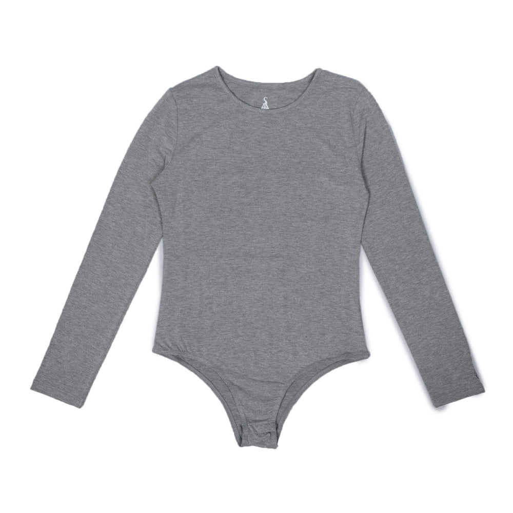 
                  
                    Load image into Gallery viewer, SIA HER &amp;quot;HEATHER GREY&amp;quot; EMBROIDERED CREWNECK BODYSUIT
                  
                