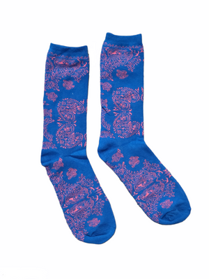 
                  
                    Load image into Gallery viewer, SIA &amp;quot;VULTURE BANDANA&amp;quot; BLUE/PINK GLOW SOCKS
                  
                